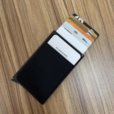 China Fashion Leather Wallets for Women Men Leather Black Noise Double Up Aluminum Card Holder Credit Card Wallet for sale