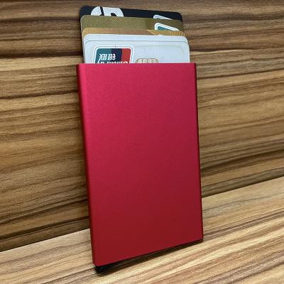 China Fashion Business Effective Shielding Signal Sound Up Credit Holder Leather Wallet Aluminum Wallet Card for sale