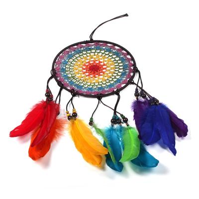 China Contemporary Accept OEM Feather Decoration Pendant Dreamcatcher Supplies Large Handmade Dream Circles Catcher for sale