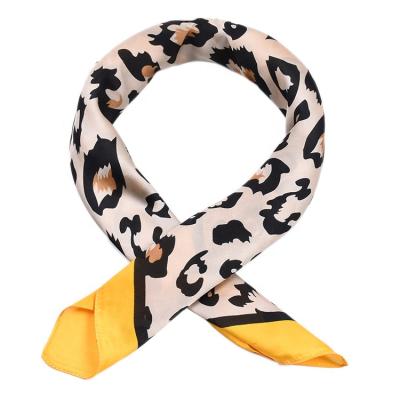 China New Square Style 70*70cm Women Scarf Leopard Print Ladies Square Silk Scarf for sale