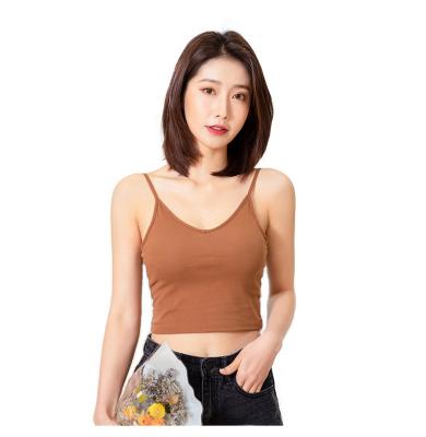 China New Style Cotton High Quality Women's Adjustable Strap Padded Bra Breathable Seamless Bras Beach Short Camisole Top for sale