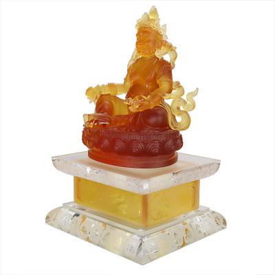 China Europe Yellow God Of Wealth Colored Buddha Statue Glass Crafts In Various Sizes for sale