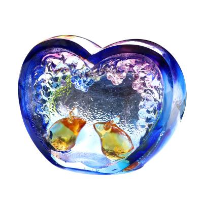 China Southeast Asian Love Expression Wedding Celebration Couple Colored Glass Opens Ornaments Heart Shaped Zodiac for sale