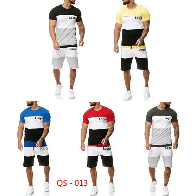 China New Design QS-013 New Design Mens Suit Modern Casual Good Quality Summer Breathable Shorts Cotton Fabric Print Set Knitted Pattern 0.7kg 5 Sets for sale