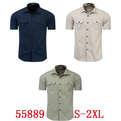 China 55889 Men's Business Dress Shirt Party Summer Shirts Breathable Cotton Print Casual Pattern 100% Short Sleeve Length For Summer for sale