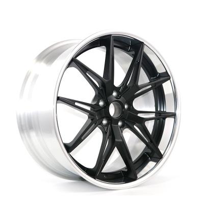 China Aluminum Customized Forged Wheel Lip 2 Pieces Matte Black Polished Car Wheel Lip Touring for sale