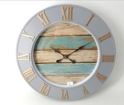 China Antique Style Gray Distressed Three Dimensional Roman Numeral Wall Clock Unique Design 20 Inch Clock Frame Similar Wood Plastic Frame Face for sale