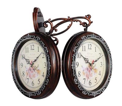 China Antique European Style Clock Antique Style Double Face Wall Clock for sale