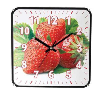 China Cheap Square Cartoon Glass Cover Colorful Plastic Wall Clock For Home Decor Promotional Item for sale