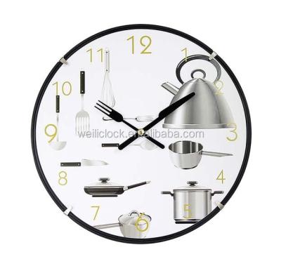 China Creative Creative Glass Dome Tableware Plastic Wall Clock For Home Decor Gift Item for sale