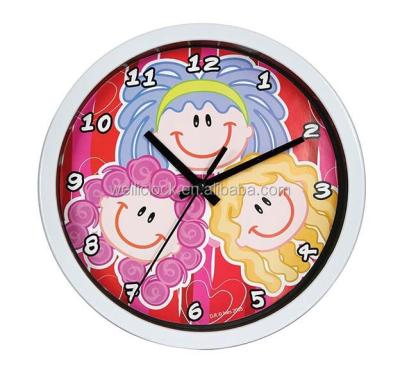 China Cartoon Face Design Arabic Numerals Plastic Round Wall Clock Clock Gift Promotional Items for sale