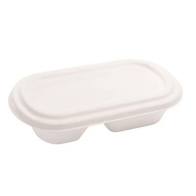 China Carry Meals Togo Minimalist Disposable Takeout Box, 500-650-800-1000ml 2 Compartment Compostable Disposable Sugar Cane Food Boxes for sale