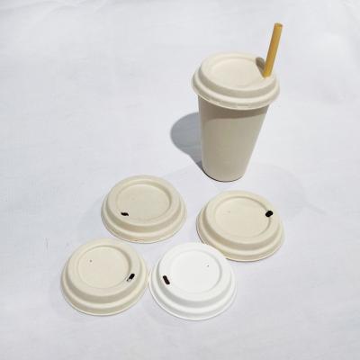 China Sustainable Biodegradable Wholesale Disposable Coffee Cup Cover Sugar Cane Bagasse Cup Lid for sale