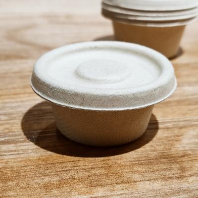 China Viable 2oz Bagasse Sauce Disposable Cup With Lid/Food Grade Biodegradable Container/Sushi Soy Takeout Cups for sale