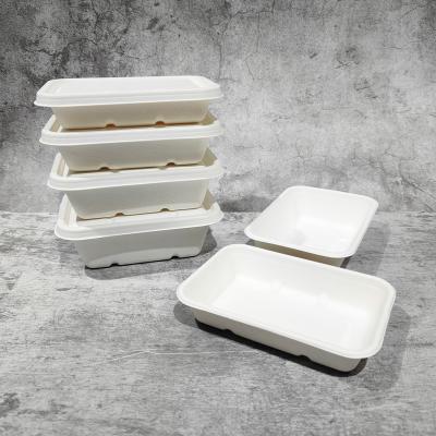 China White Disposable Supermarket 500ml 600ml 750ml 800ml Bagasse Lunch Box Takeout Container Takeaway Food Box for sale