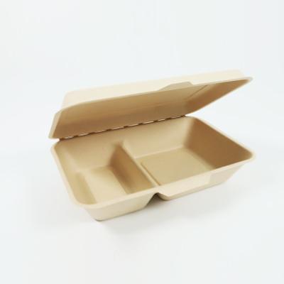 China Sustainable Bagasse Clamshell Take Out Container , Eco - Friendly Biodegradable Take Out Food Box For Leftover Lunch Prep for sale