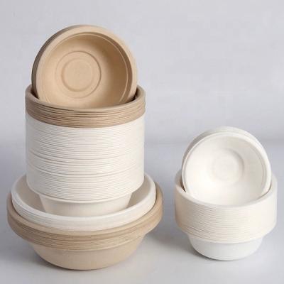 China Healthy Food Grade Sugar Cane Bagasse Paper Pulp Round Biodegradable Disposable Salad Bowl for sale