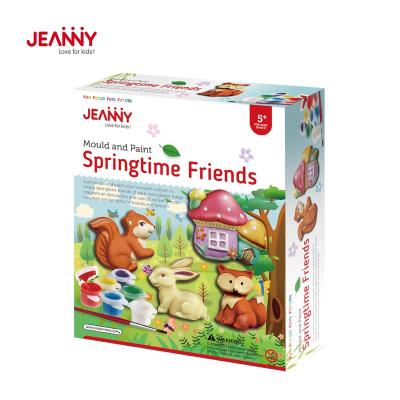 China Jeanny's Original Design in Stock Painting Toys for Kids Cast and Paint Spring Friends Fridge Magnet Plaster Craft for sale