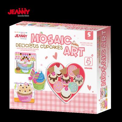 China Original Educational Toys Factory Jeanny Design Mosaics Dessert Cupcake Glitter Craft Supplies DIY Mousse Mosaic Craft For Kids for sale