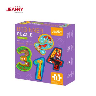 China Jeanny's original design 10 pieces of beginner environmental friendly material puzzle number 4 in 1 educational toys puzzle for sale