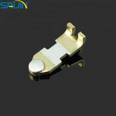 China Electrical Parts Brass Stamping Movable Parts Bimetal Contact With Silver Inlay for sale