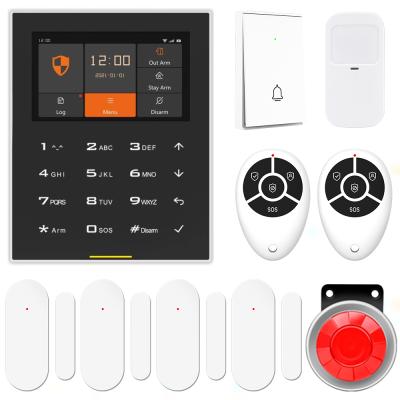 China Staniot Tuya Smart H500/2G WiFi Wireless Burglar Alarm System Home Kit with Siren and Doorbell Support Cable H500-2G Two Way Voice Call for sale