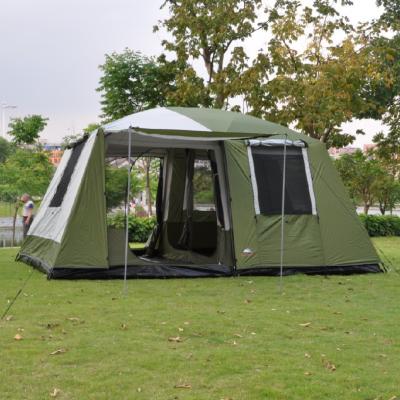 China Extended Type Luxury Large Family 8 12 Person Outdoor Large Space Family Glamping Camping Tent Double Layers 2 Luxury Large Rooms for sale