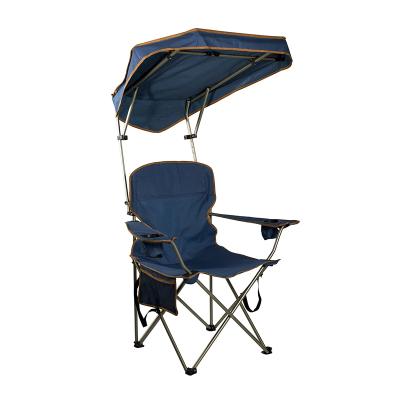 China UV Protection/Waterproof/Portable Cheap Steel Frame, Mesh Cup Holders Sunshade Folding Compact Lawn Beach Outdoor Camping Chair with Adjustable Canopy for sale