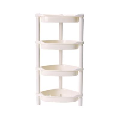 China Standing Type 4 Tier Kitchen Plastic Corner Shelf Modern Storage Toilet Rack Shelves Bathroom POS Shower Caddy for sale