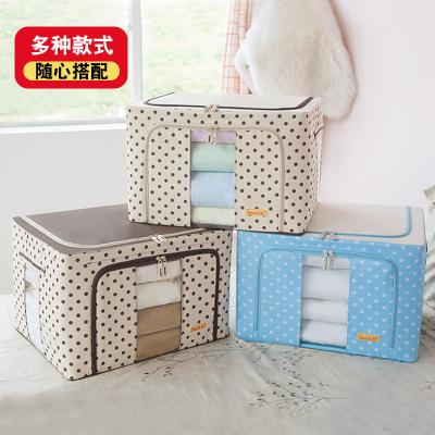 China Sustainable High Quality 11L Canvas Quilt Storage Basket Box Handles Clothes Storage Bin Bags Foldable Oxford Cloth for sale