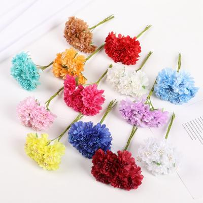 China Europe Artificial Flowers Mini Roses Diy Christmas Garland Decorations Family Wedding Bouquet Candy Box Scrapbooking 6pcs/1Lot for sale