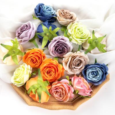 China 1Pcs 7CM DIY Artificial Flower Roses Flower Head Home Wedding Craft Supplies Decoration Accessories Silk Silk for sale