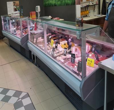 China Single-temperature Supermarket Display Refrigerator Butcher Meat Chiller Showcase With Glass Door For Sale for sale