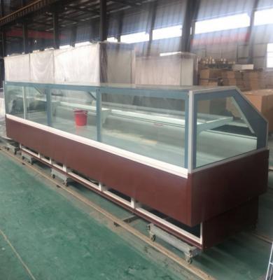 China Single-temperature Hypermarket Refrigeration Open Type Fresh Meat Display Fridge Counter For Butcher Shop Showcase for sale