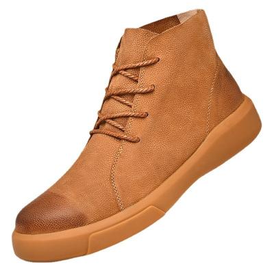 China Hot Autumn And Winter Retro Men's Plus Cashmere Tooling Shoes Massage Men's Casual Shoes High Top Large Size Cowhide For Men for sale