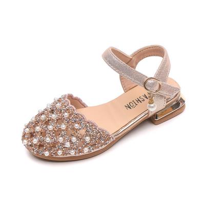 China Massage 2021 new summer girls princess sandals girl's shoes crystal rhinestone pearl rhinestone catwalk children's shoes shoes show for sale