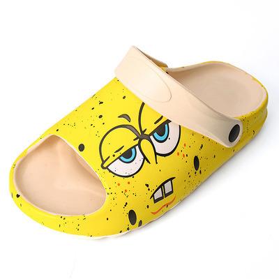 China Around 2021 Summer Men's Yeezy SpongeBob Graffiti Sandals Fashion Slides EVA Sandals Men Outdoor Beach for sale