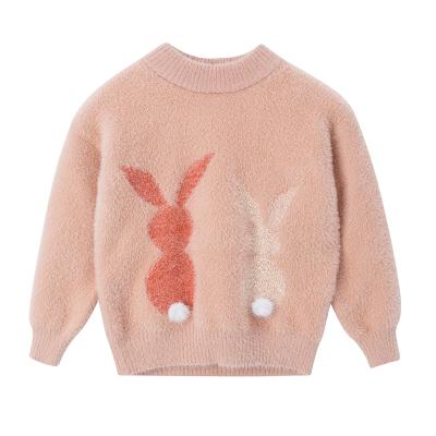 China Sale Rabbit Babies Crew Neck Solid Color Knitwear Long Sleeve Sweater Anti-Shrink Warm Fluffy Soft Sweater Pullovers for sale