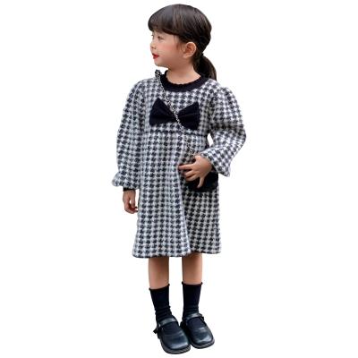 China 2021 Anti-wrinkle New Fashion New Fashion Cute Ribbed Cute Solid Dress Kids Toddler Baby Long Sleeve Dresses Autumn Winter Top Warm Dress for sale