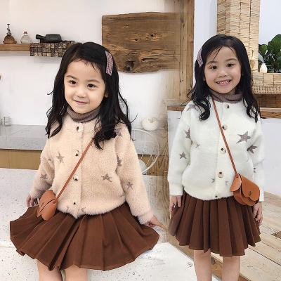 China New Anti-Shrink Girls Soft Winter Coat Button Knit Sweater Cardigan Kids Long Sleeve Jacket Outerwear Girls Crew Neck Cotton Warm Cardigan for sale