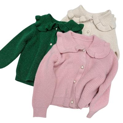 China Winter anti-shrink Korean coat style soft button knit sweater cardigan kids long sleeve jacket outerwear girls warm cotton cardigan for sale