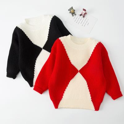 China New Kids Sweater Toddler Boys Soft Even Baby Girls Anti-Shrink Creative Geometric Sweater Waffle-Knit Long Sleeve Sweater for sale