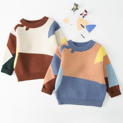 China Hot Sale Winter Anti Shrink Kids Knit Sweater For Boys Long Sleeve Round Neck Sweatshirt Baby Boy Cotton Pullover Geometric Sweater for sale