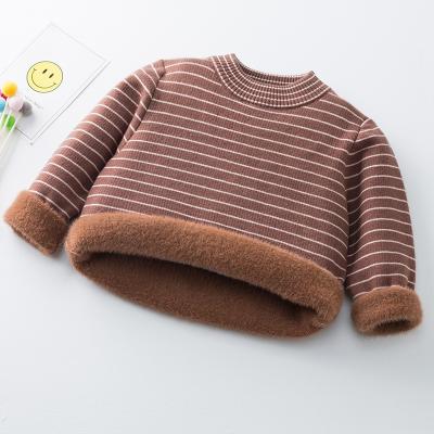 China Lovely Hot Sale Children Anti-Shrink Striped Jumper Coat Toddler Girl Thick Long Sleeve Round Neck Sweater Winter Children's Warm Jacket Baby for sale