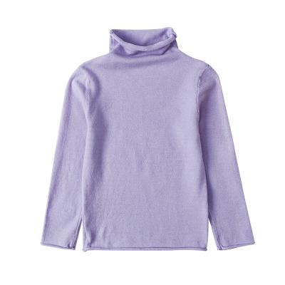 China Hot Sale Boys Girls Anti-Shrink Turtle Neck Long Sleeve Soft Cotton T-Shirts Solid Color Warm Tee Tops Soft Kids Cotton With Spandex Pullover for sale