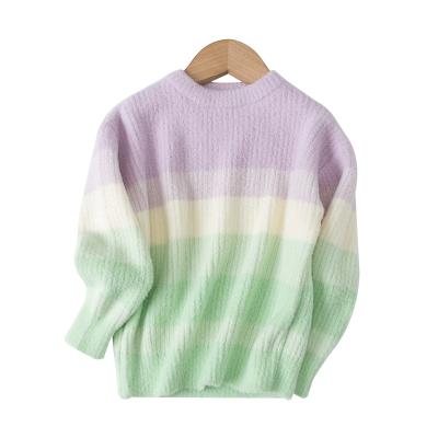 China Soft Sale Children Sweater Sweater Boys Girls Anti Shrink Warm Pompoms Warm Knitted Pullover Tops Clothes Kids Knitwear Rainbow Sweatshirt for sale