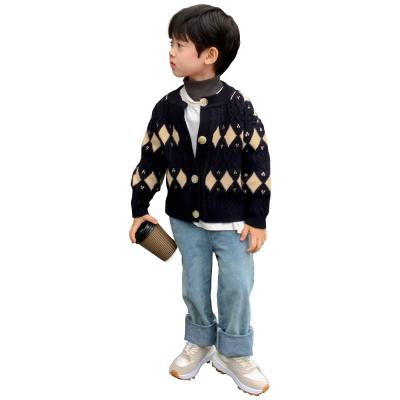 China 2021 new fashion baby boy anti-shrink cardigan crochet sweater O-neck toddler knit button up knitted pattern sweater sweatshirt cardigan for sale