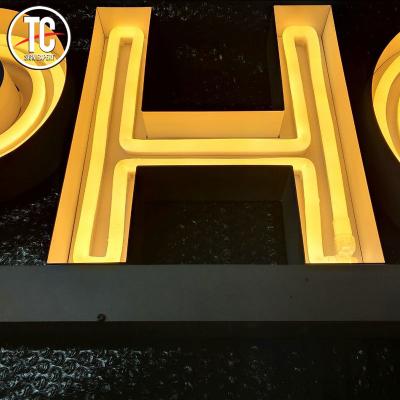 China Outdoor Led Buildings Laser Welding Advertising Metal Letters Custom Neon Led Sign for sale