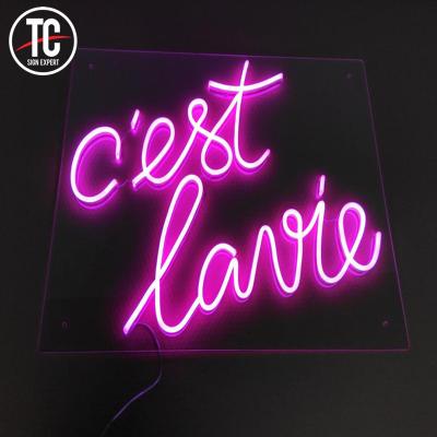 China Hot pink romantic chain stores customs lead neon light letters sign to wedding decoration for sale