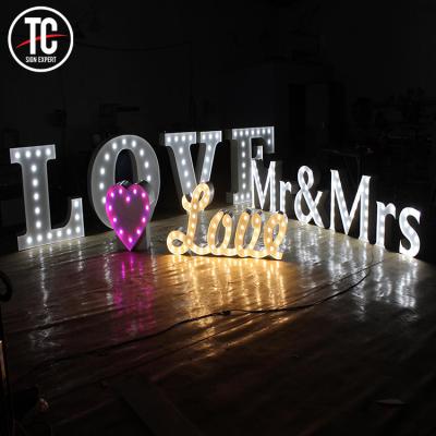 China Wedding Customs Lead Giant Marquee Large Metal Letters Light Up Bulbs Marquee Lights LOVE for sale